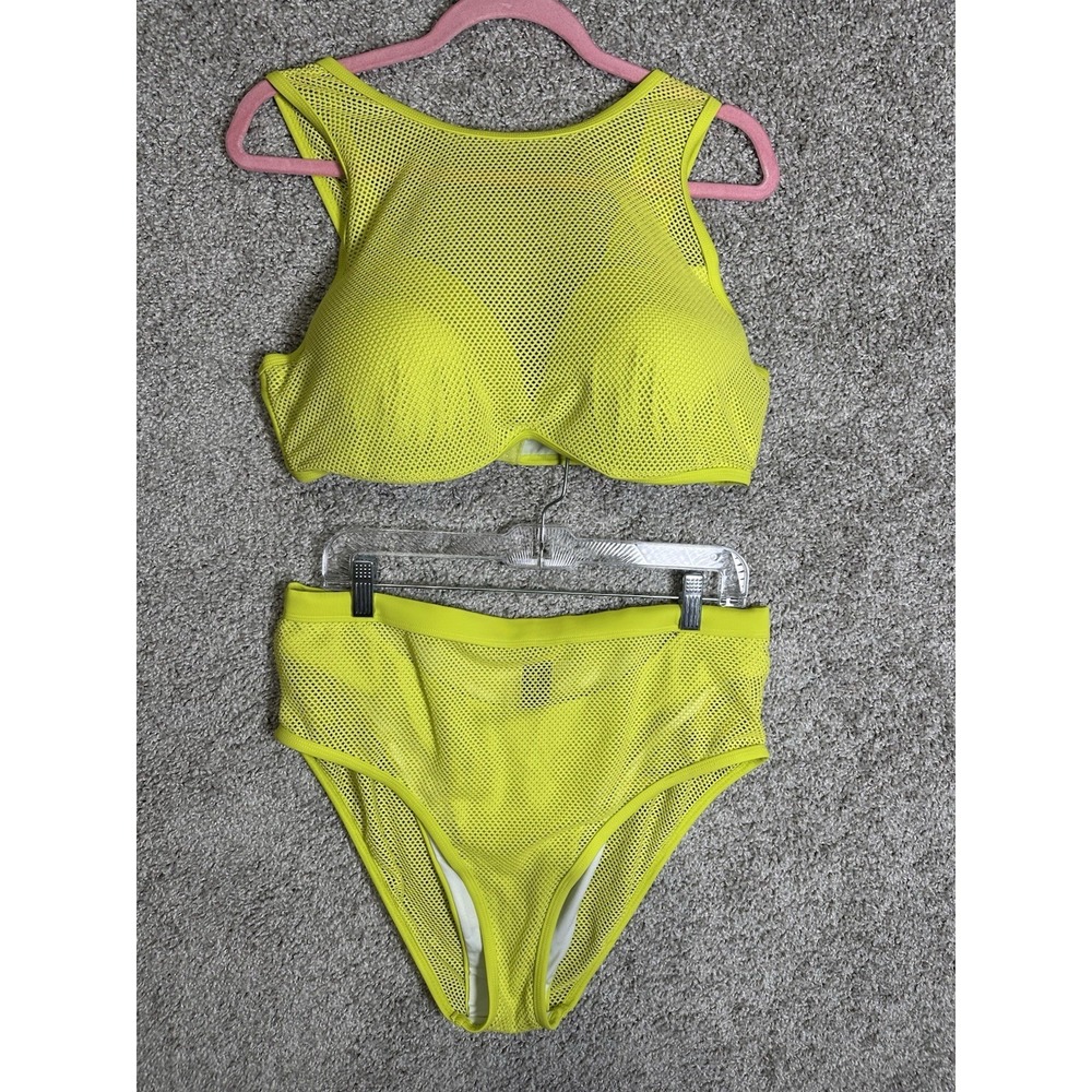 GabiFreshโ x Swimsuits For All Mesh Scrambler Bikini Set Neon Yellow 18E/F